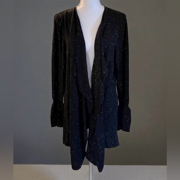 Style & Co. Sweaters - Style & Co Black Open Front Ruffle Sweater